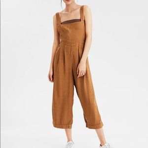 Orange Linen Overalls / Jumpsuit Size 0 Short From American Eagle